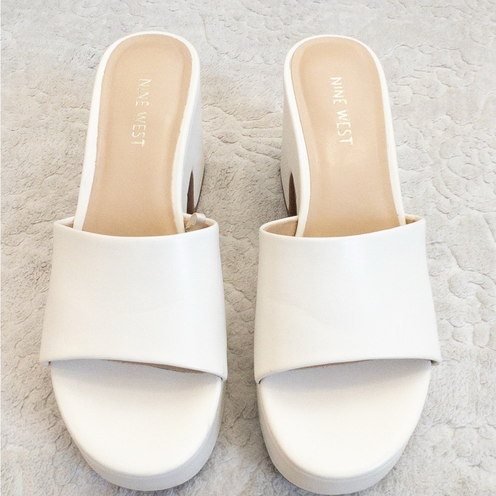 Nine West Women's White Slide Sandals